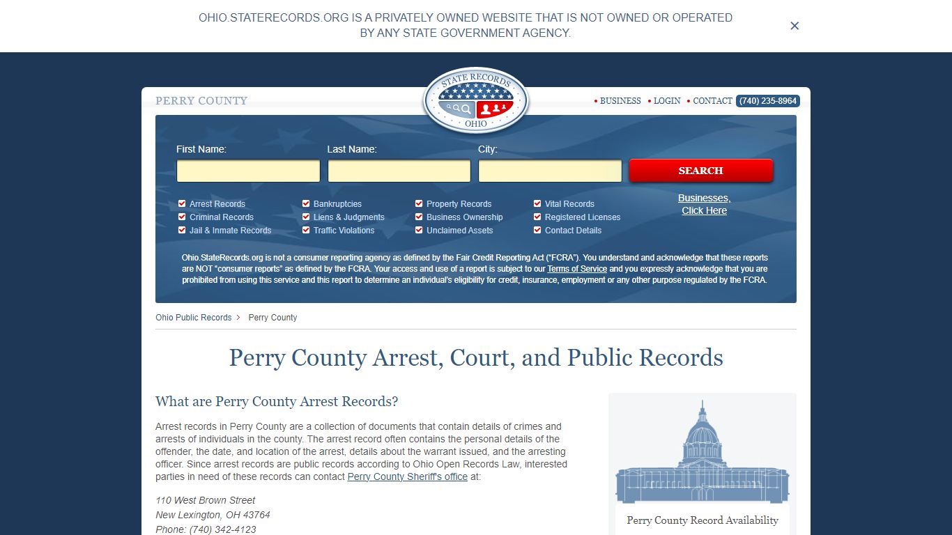 Perry County Arrest, Court, and Public Records